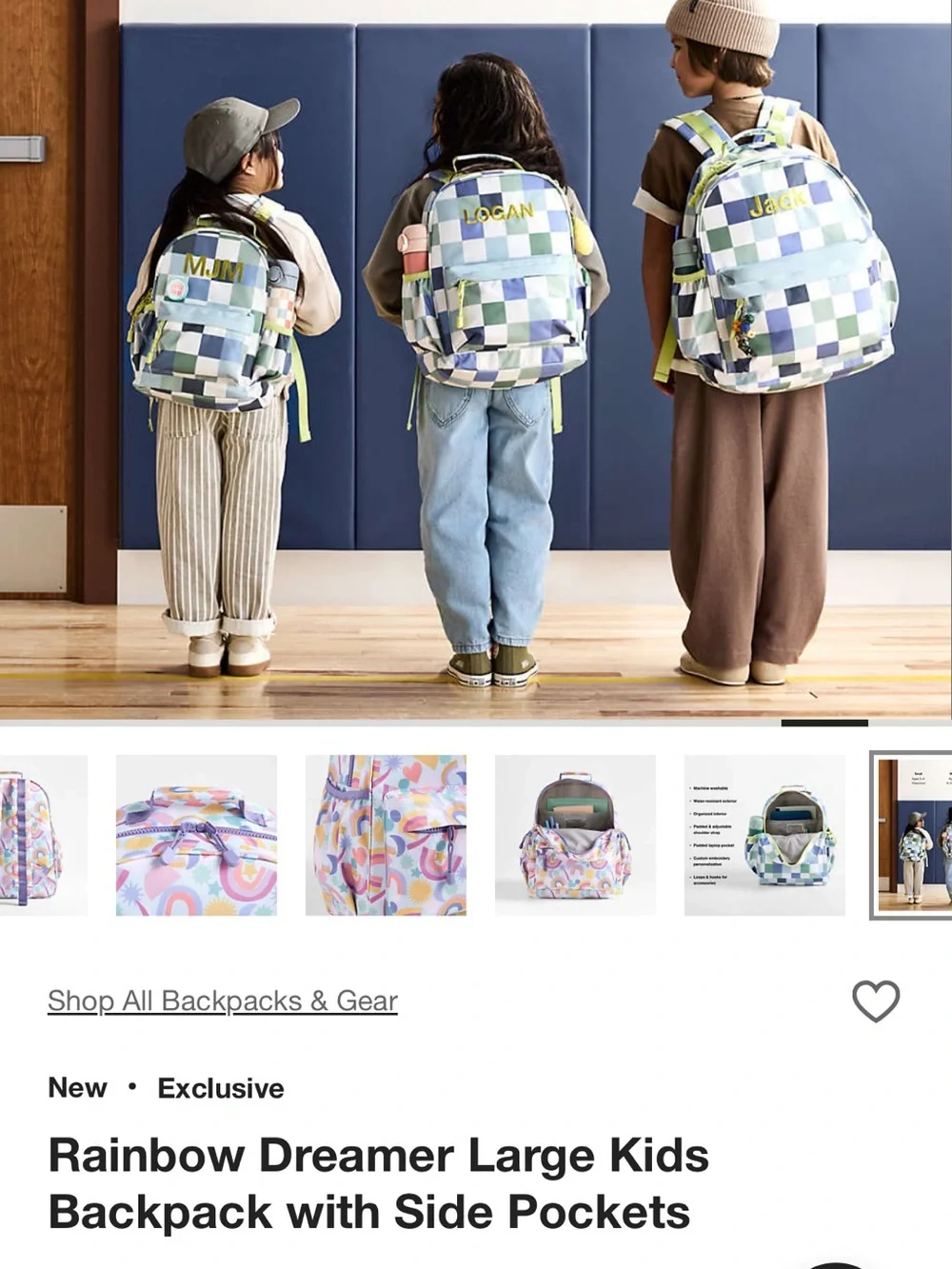Crate&Barrel Pastel Rainbow Kids Backpack - Lavender, Pink, Yellow, Aqua